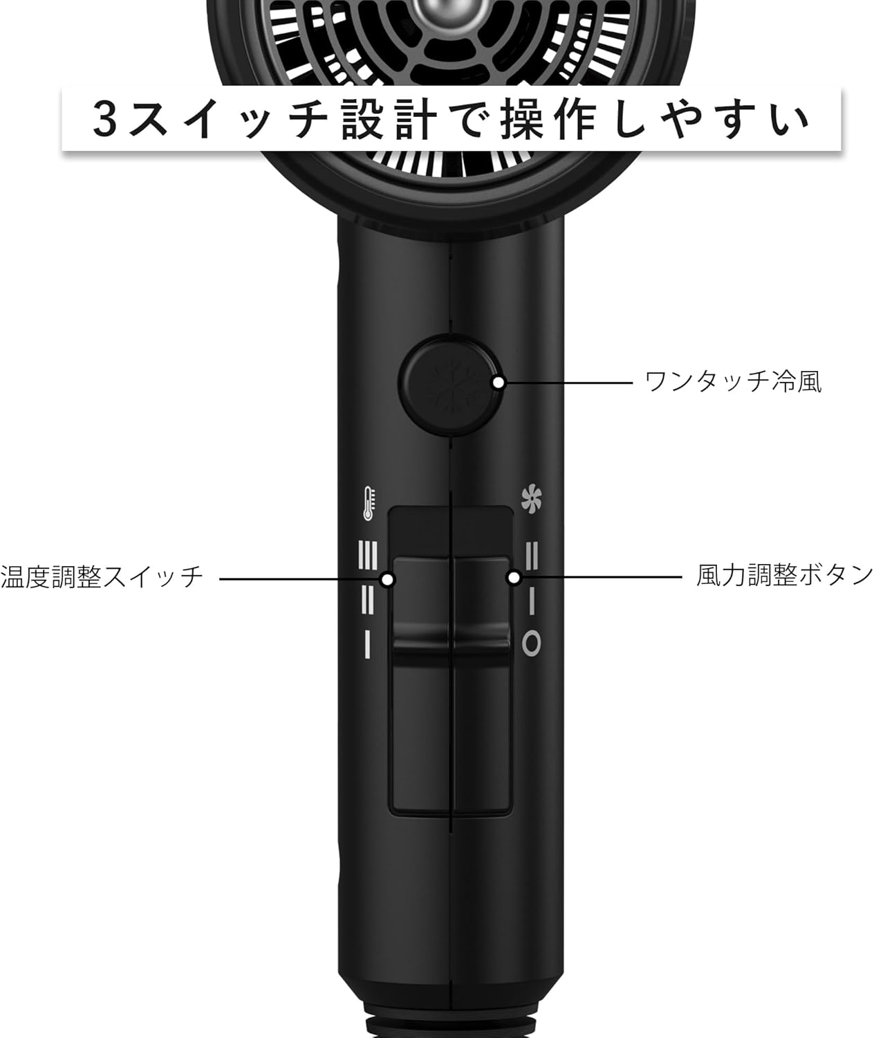女性用ヘアードライヤー（ディフューザー付）｜イオン技術・セラミックコーティング搭載