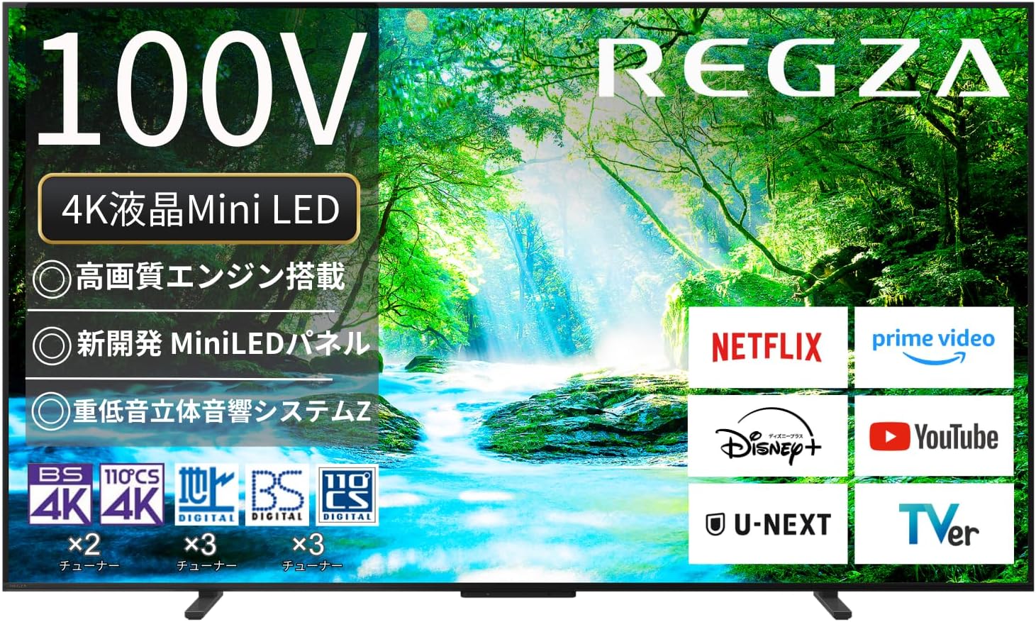 2024年モデル REGZA 100インチ 4K MiniLED スマートテレビ Dolby Atmos対応