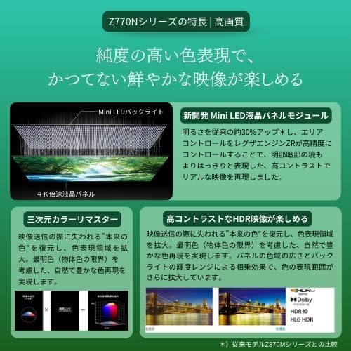 2024年モデル REGZA 100インチ 4K MiniLED スマートテレビ Dolby Atmos対応