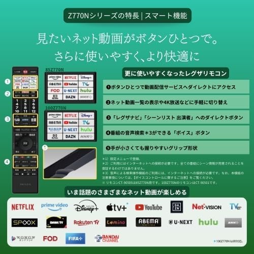 2024年モデル REGZA 100インチ 4K MiniLED スマートテレビ Dolby Atmos対応
