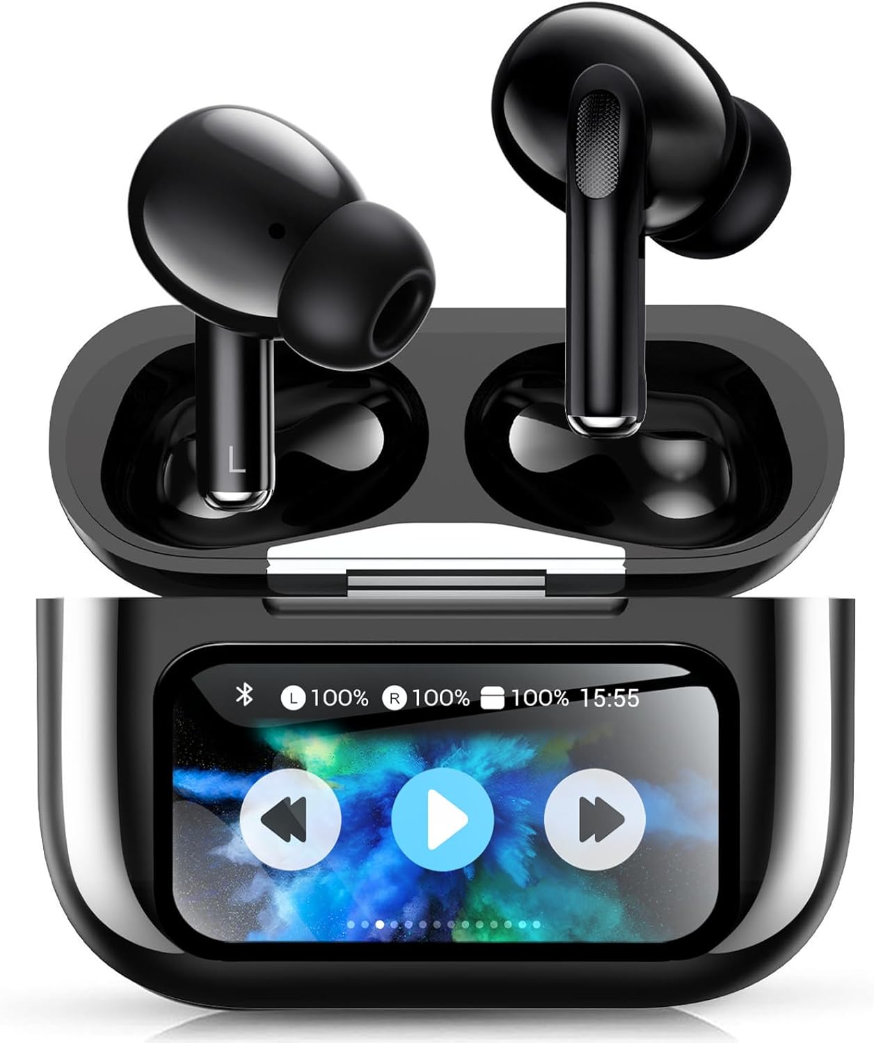 Bluetooth 5.4対応 ワイヤレスイヤホン ANC機能付き 最大32時間再生 ハンズフリー通話 ブラック
