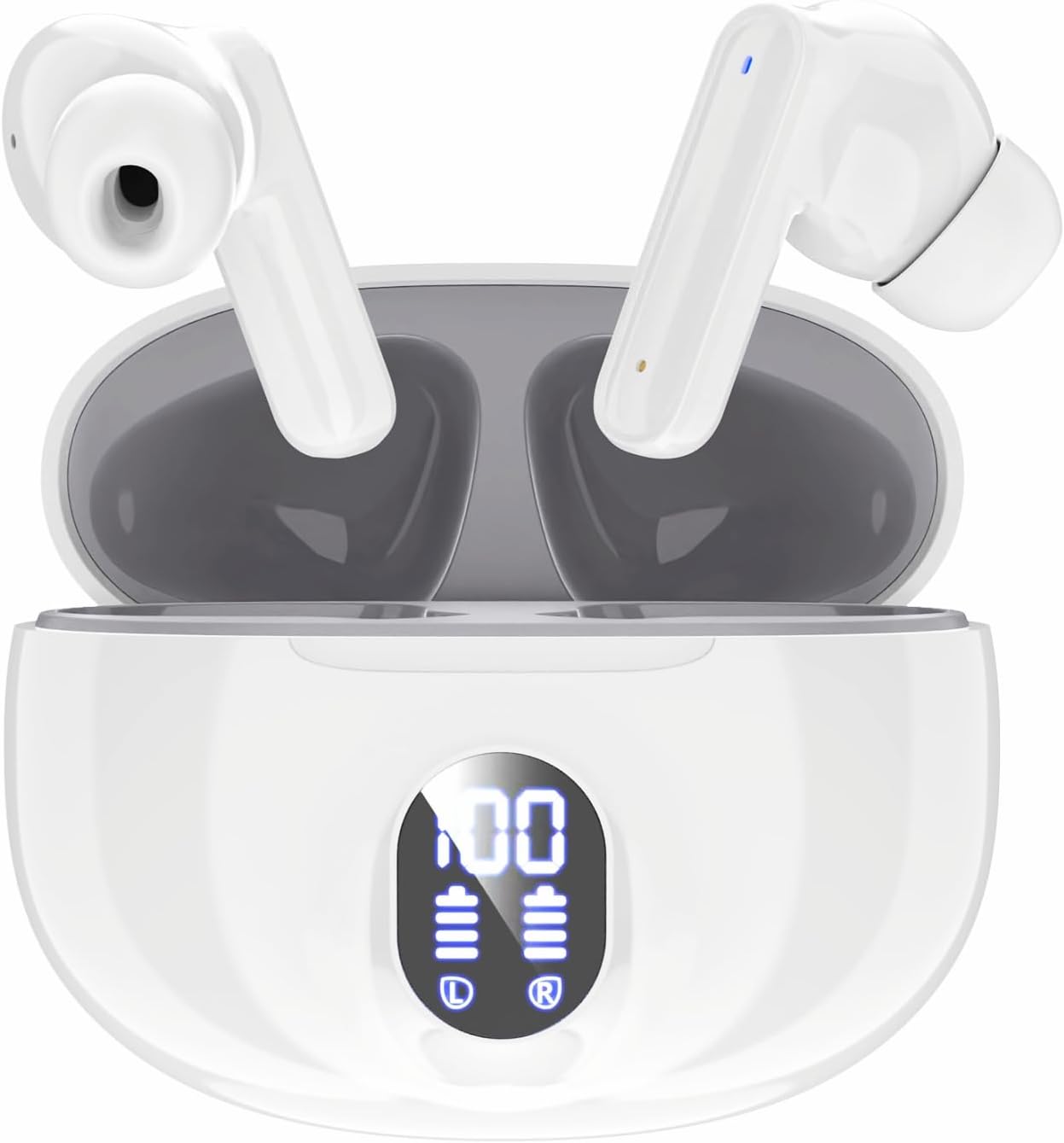 2024最新 Bluetooth5.3 ワイヤレスイヤホン 自動ペアリング マイク内蔵 ハンズフリー (ホワイト)