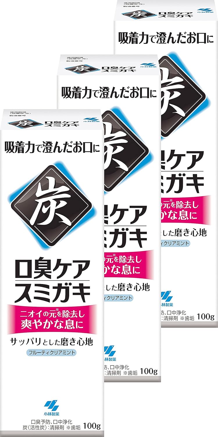 炭配合口臭予防歯磨き粉 フルーティクリアミント100g×3個
