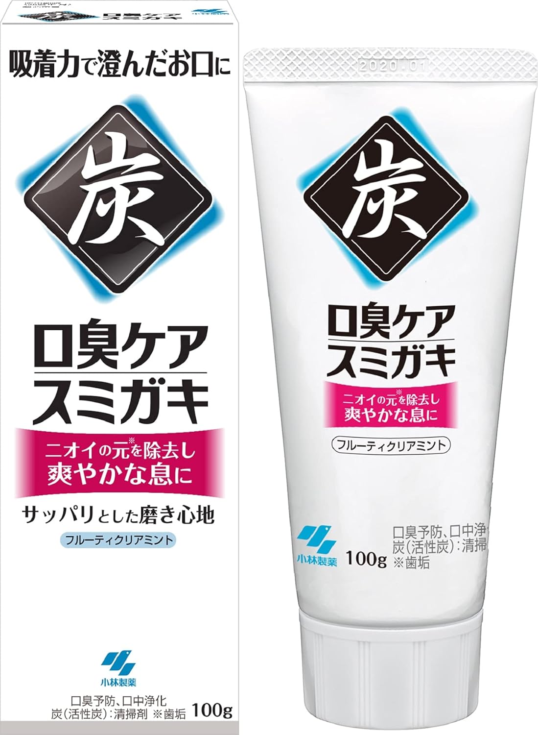炭配合口臭予防歯磨き粉 フルーティクリアミント100g×3個