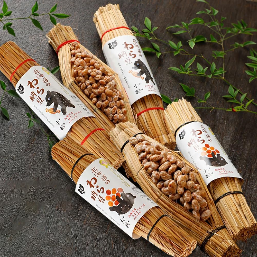 大粒・小粒の北海道わら納豆セット 80g×6本 ギフト用