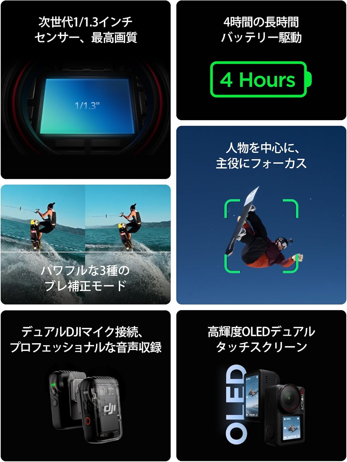 DJI Osmo Action 5 Pro アクションカメラ 4K/120fps 防水デュアルOLEDタッチ画面