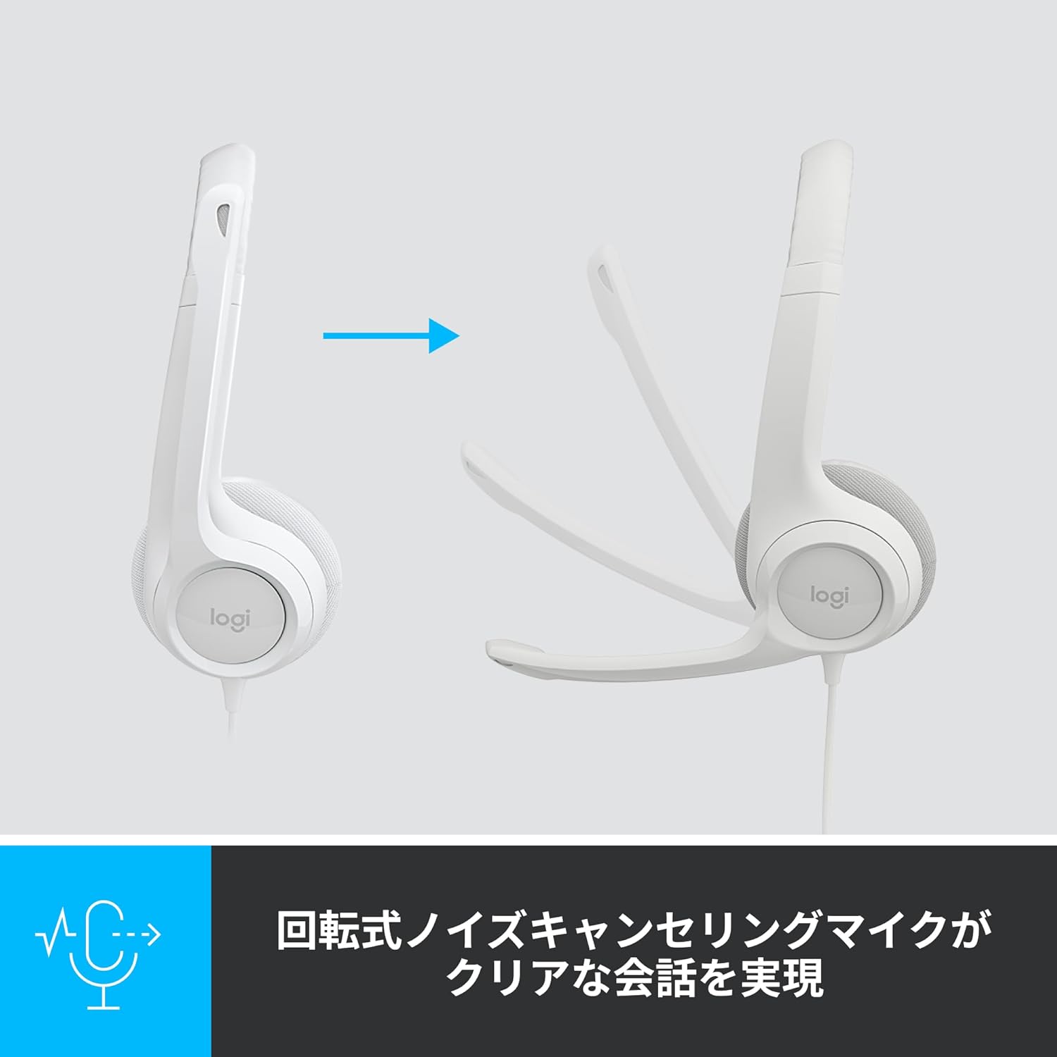 ノイズキャンセリング USB接続ヘッドセット H390rOW - ホワイト - テレワーク・Web会議用