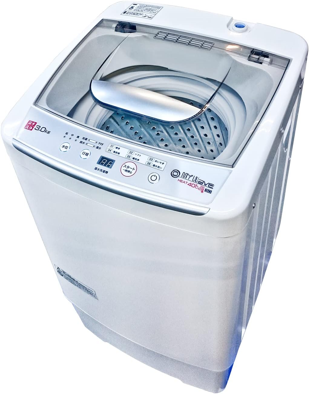 新生活に最適！全自動小型洗濯機 MyWAVE HEAT40 温水洗浄・風乾燥 3kg 日本語マニュアル付き