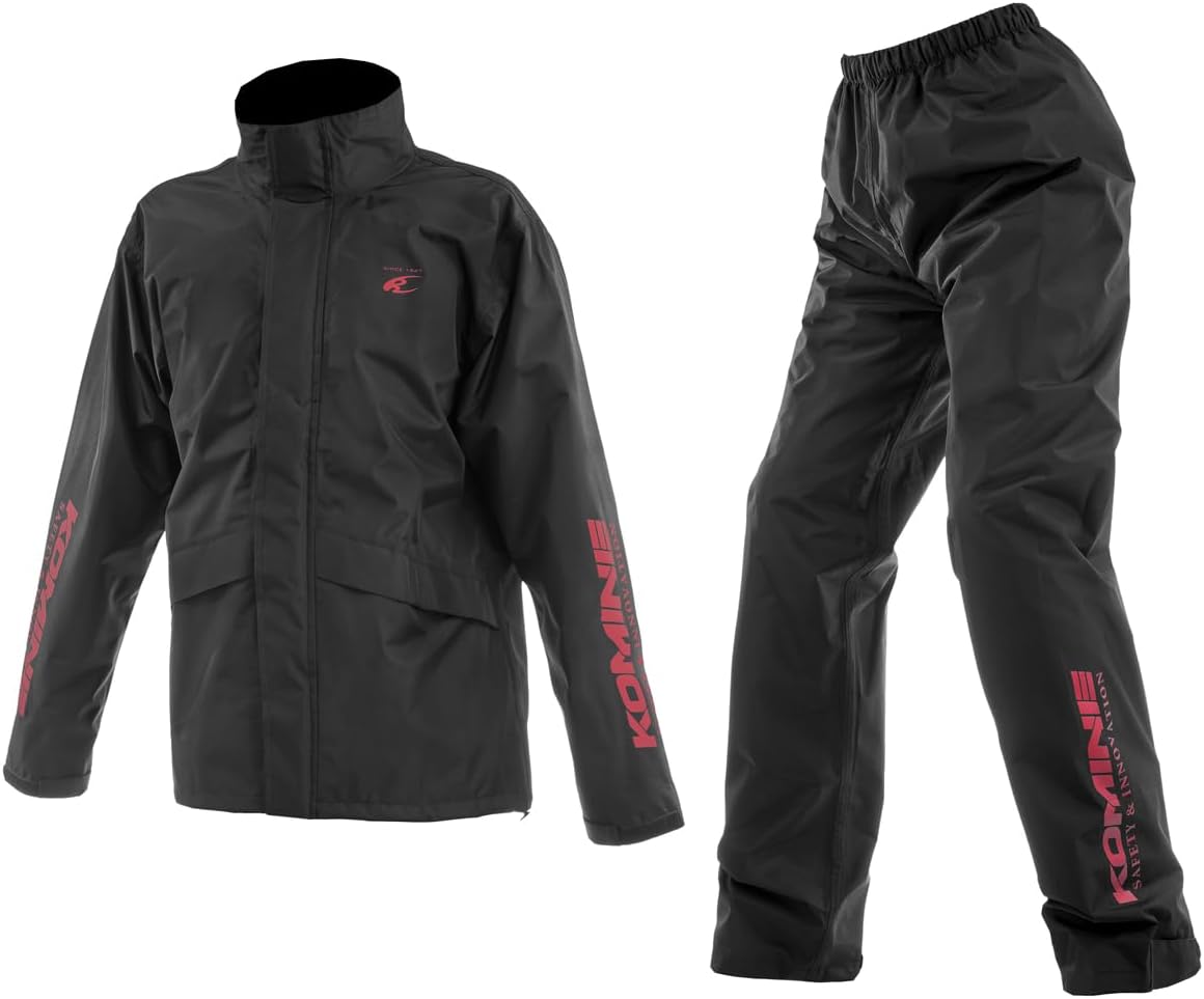 バイク用 耐水透湿 MCコンパクトレインウェア 上下セット ブラックレッド L