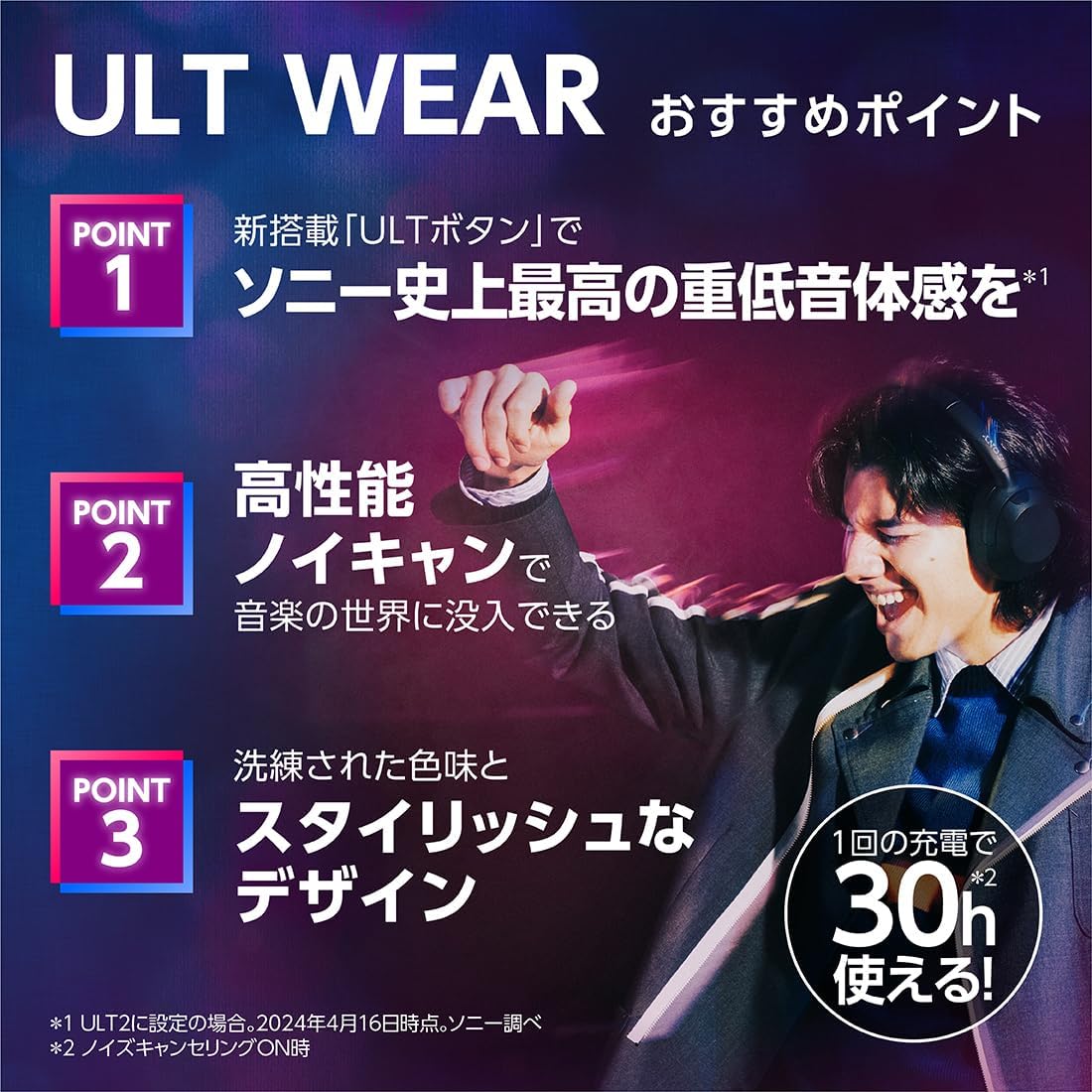 ソニー ワイヤレスノイズキャンセリングヘッドホン WH-ULT900N ブラック