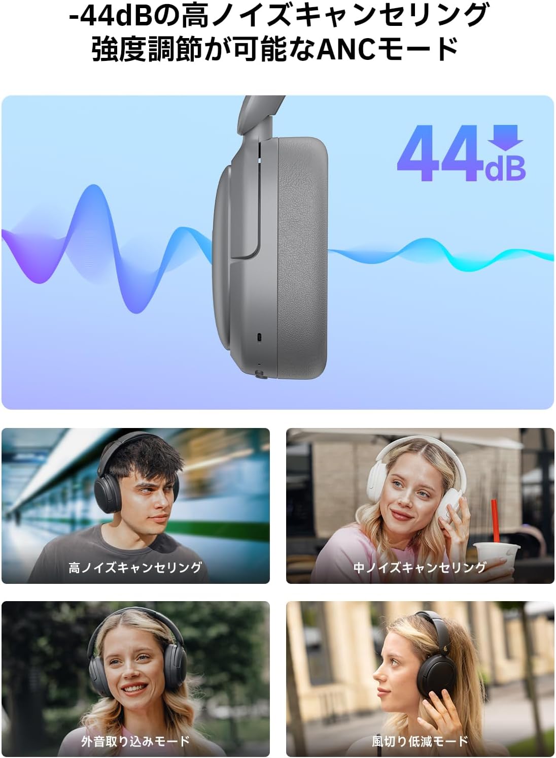Edifier W800BT Pro ワイヤレスヘッドホン - アクティブノイズキャンセリング・最大45時間再生・Bluetooth 5.4・軽量・折り畳み可能・マイク内蔵