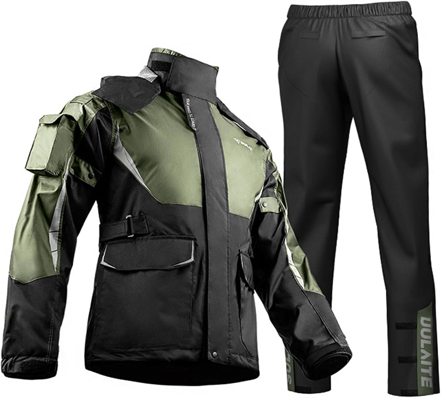 バイク用防水レインウェア メンズ上下セット 軽量透湿 グリーン 3XL