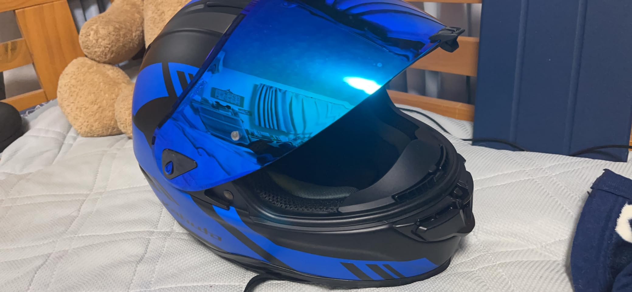 バイク用フルフェイスヘルメット AEROBLADE6 DYNA フラットブラックブルー (サイズ:M)