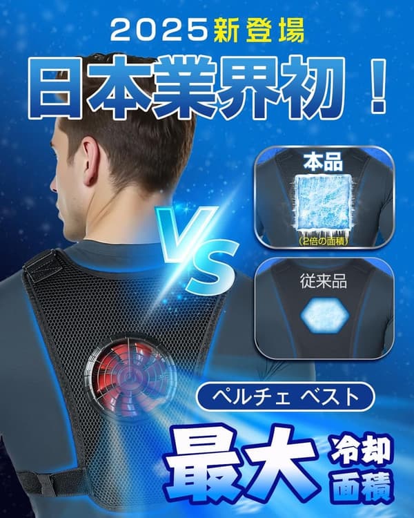 ペルチェ冷却ベスト【20000mAh・-28℃瞬間冷却・フリーサイズ・男女兼用】熱中症対策・スポーツ・アウトドア用