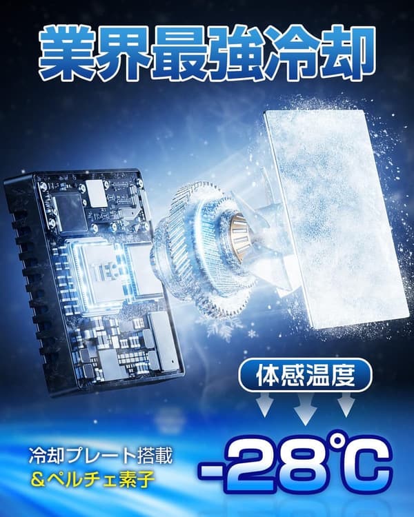 ペルチェ冷却ベスト【20000mAh・-28℃瞬間冷却・フリーサイズ・男女兼用】熱中症対策・スポーツ・アウトドア用