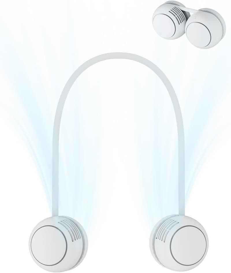 【2025年最新】携帯用折り畳み首掛けファン 超小型・静音・大風量 Type-C充電式