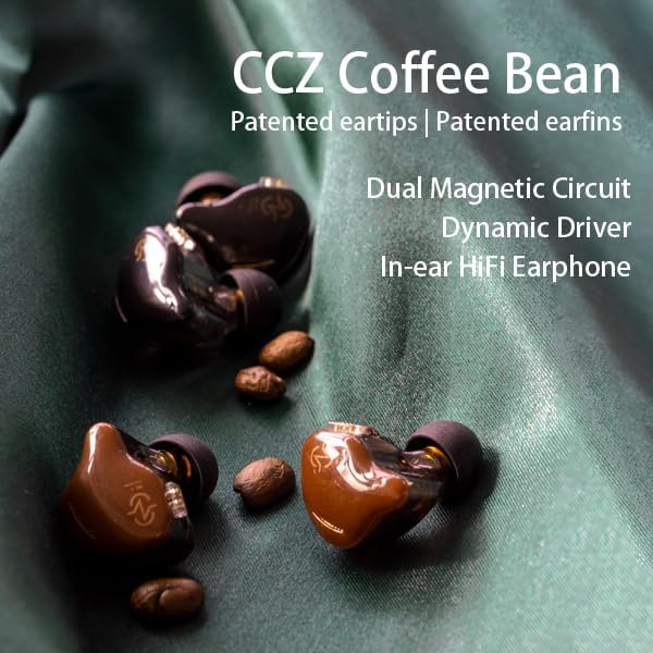 重低音コーヒー豆デザインの中華有線イヤフォン CCZ Coffee Bean 10mm二重磁気 2pin着脱式(Type-C) ブラウン