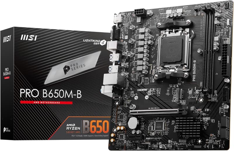 AMD Ryzen 9000/8000/7000シリーズ対応 DDR5 Micro-ATXマザーボード【MSI PRO B650M-B】