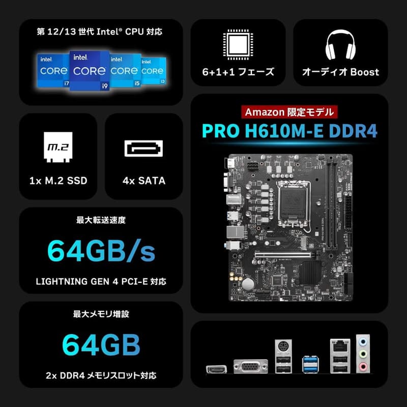 初心者向けIntel LGA1700対応マザーボード MSI PRO H610M-E DDR4 Micro-ATX