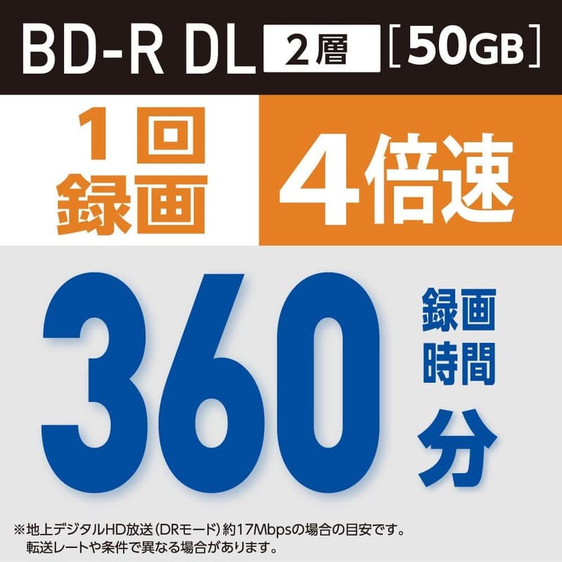 ブルーレイディスク BD-R DL 50GB 10枚 ホワイトプリンタブル 片面2層 1-4倍速