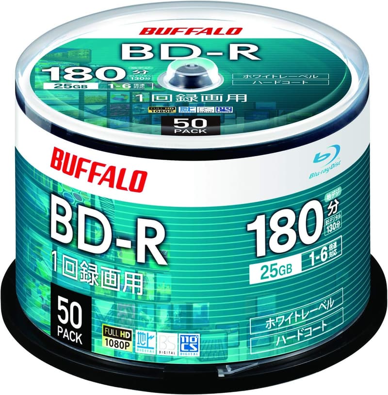 バッファロー BD-R 1回録画用 25GB 50枚 ホワイトレーベル【ディーガ対応】