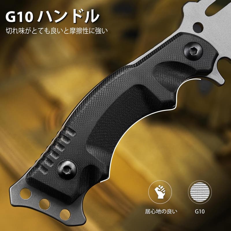 アウトドア用多機能ナイフ 高硬度ストレート・波刃 キャンプ・山歩き用