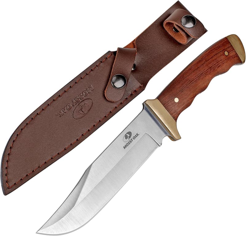 アウトドアナイフ フルタング構造 天然ウッドハンドル 275mm 登山・キャンプ・釣り用 シース付き