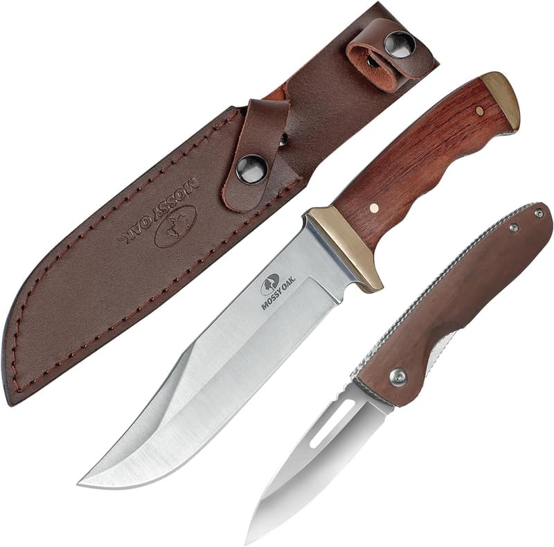 アウトドア用フルタングナイフセット（シースナイフ・折りたたみ）天然ウッドハンドル全長275mm・166mm