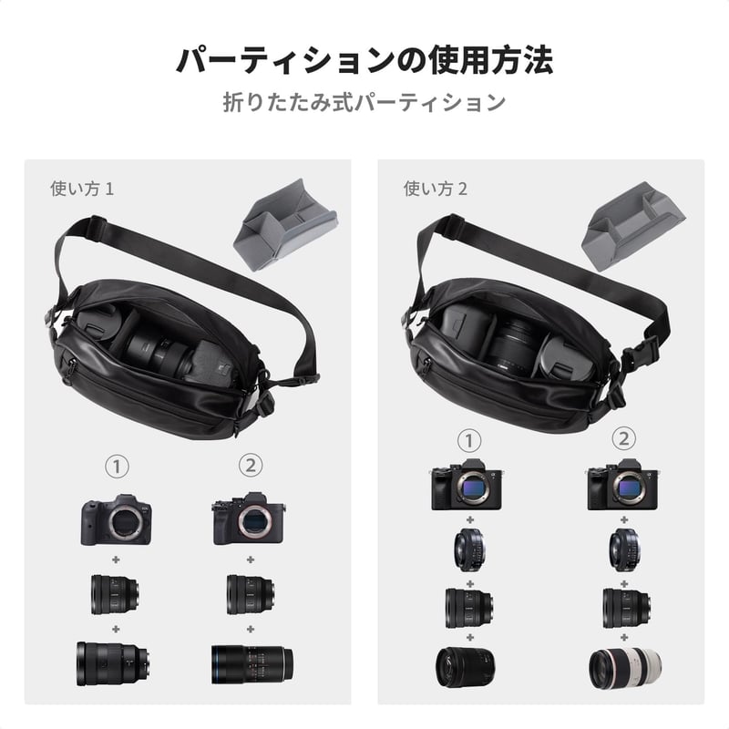 K&F Concept 撥水加工 カメラショルダーバッグ 軽量 旅行・アウトドア用 6L