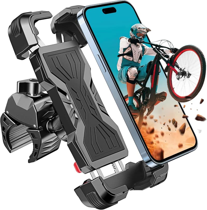 自転車スマホホルダー 360度回転 ステンレス製 4.7-7インチ対応