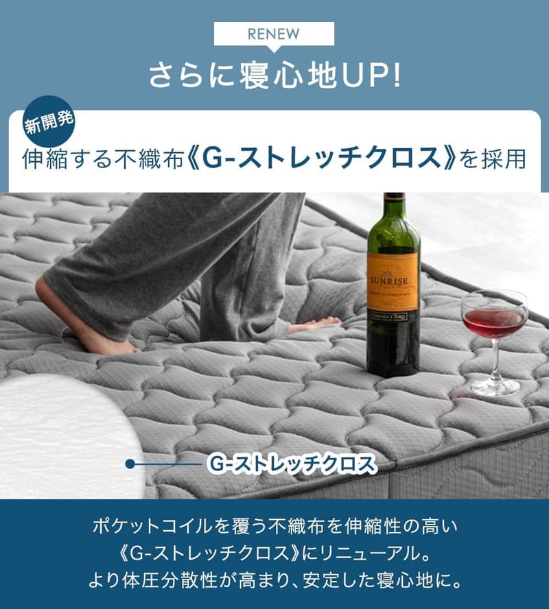 高密度ポケットコイルシングルマットレス 22cm 極厚 3Dメッシュ通気性 グレー