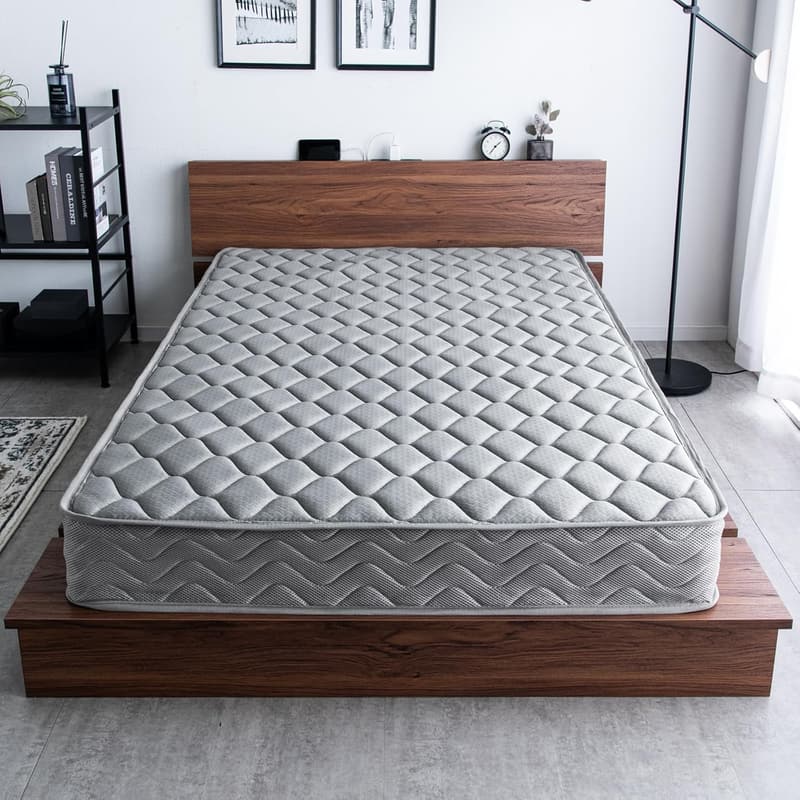 高密度ボンネルコイル シングルマットレス(厚み20cm・通気性・グレー)