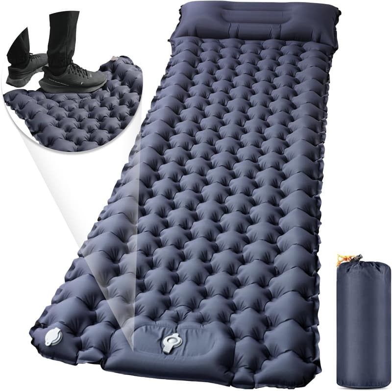 キャンプ用エアーマット【30秒で膨らむ・厚さ10cm・R値4.0】枕付き超軽量コンパクト防水