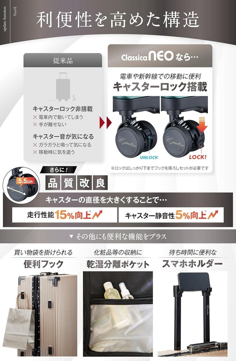 2024年新登場【TVメディア掲載】大型シルバーキャリーケース Mサイズ