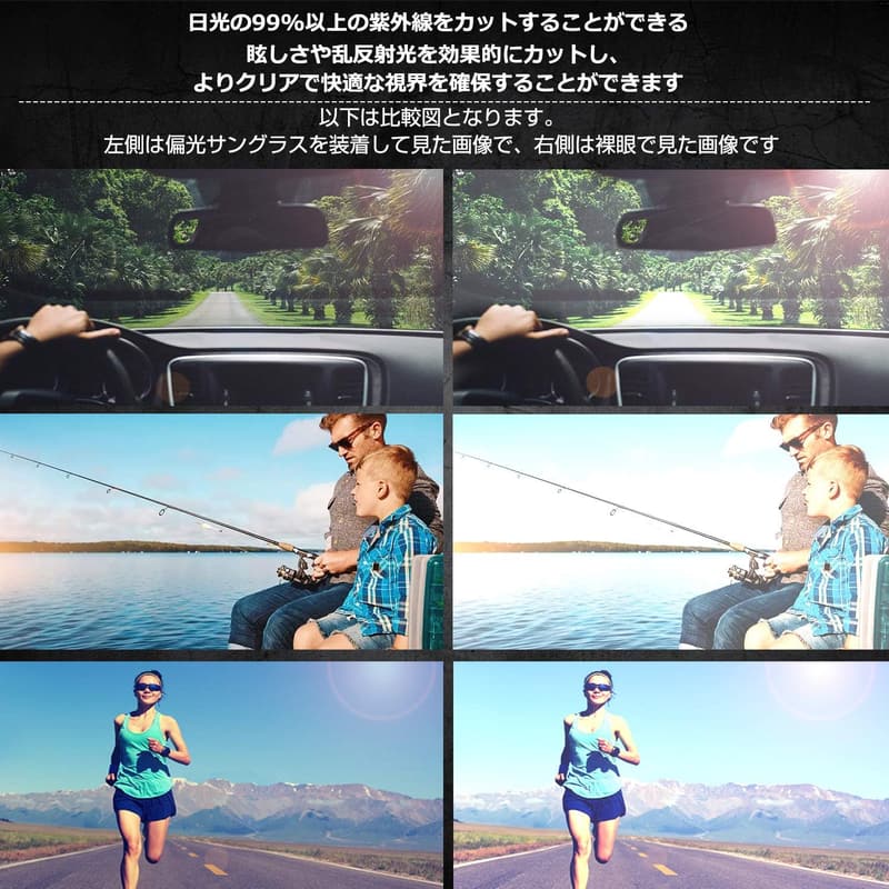 スポーツサングラス 偏光 UV400 メンズ・ユニセックス 自転車・登山・ドライブ向け