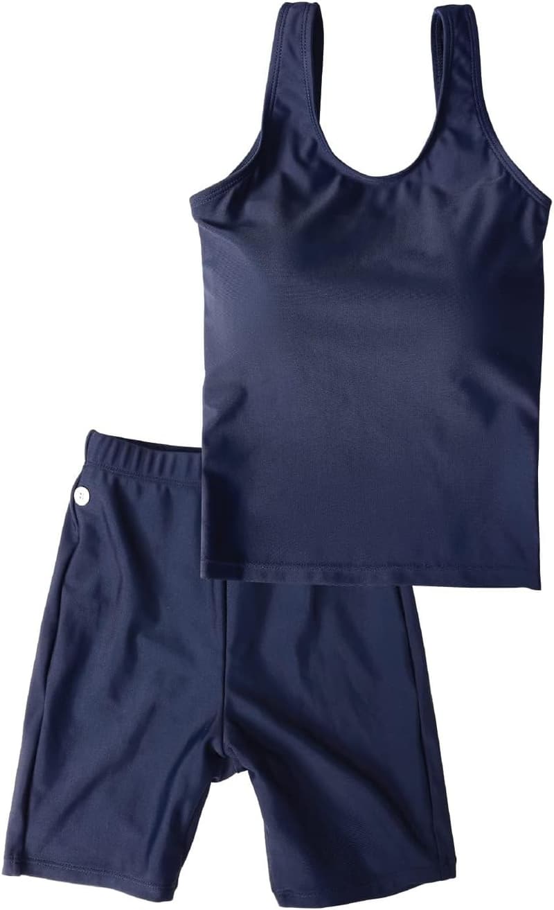 女の子用セパレートパンツ水着 140cm カップ付き ネイビー UPF50+ 紫外線対策