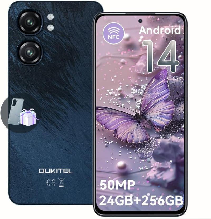 OUKITEL C58 Pro SIMフリースマホ - 6.7インチ大画面、24GB RAM/256GB ROM（1TB拡張可）、50MPカメラ、5150mAhバッテリー（黒）