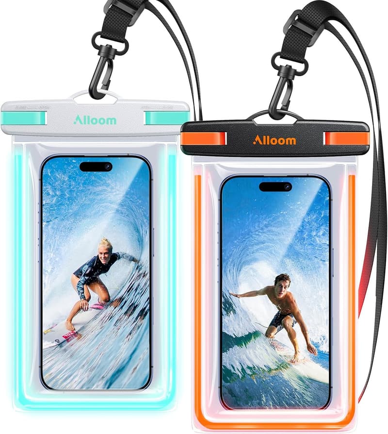 完全防水スマホケース 7.9インチ対応 2枚セット【蓄光・タッチ操作・ストラップ付き】