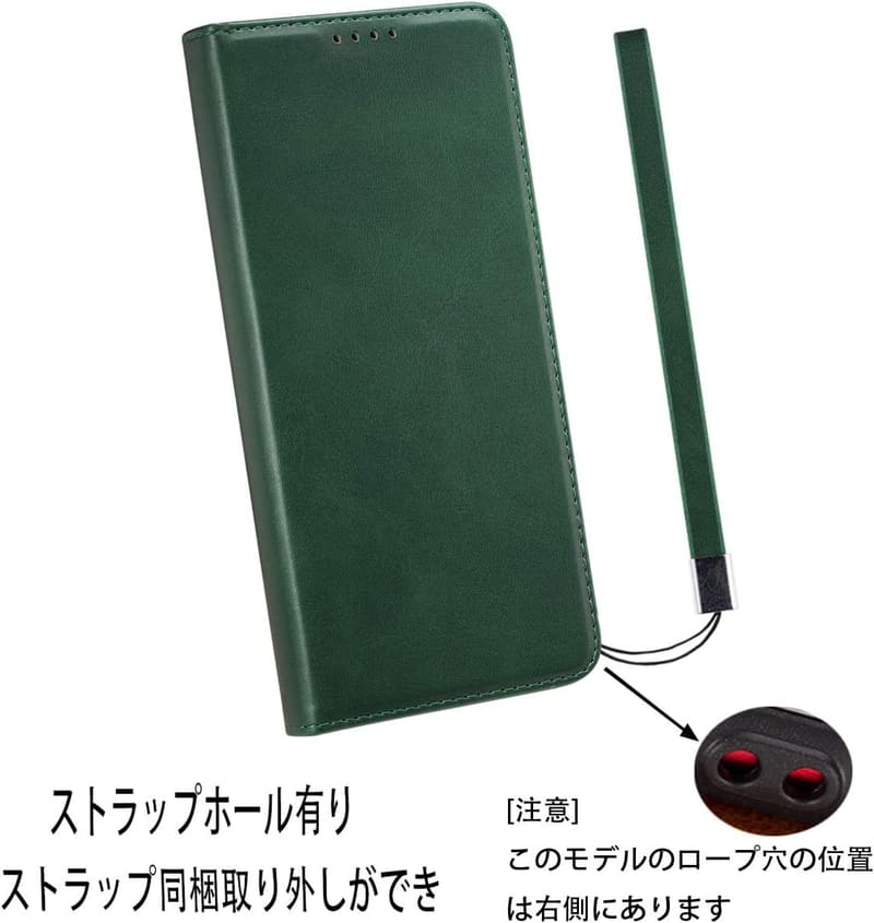 Galaxy A41 手帳型ケース PUレザー製 カードポケット・スタンド機能付き グリーン