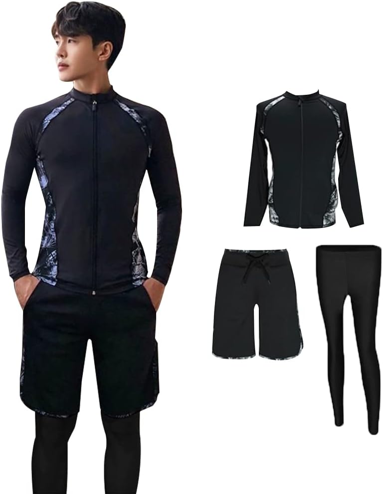 メンズ UVカット ラッシュガード 3点セット 水着・フィットネス用