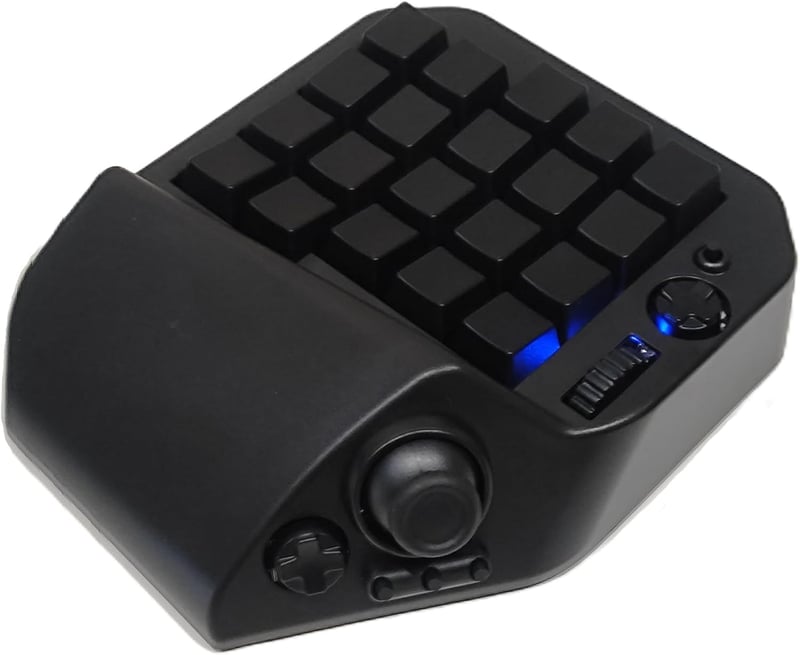 片手用ゲーミングキーボード 左手用41キー ジョイスティック付きオールブラック