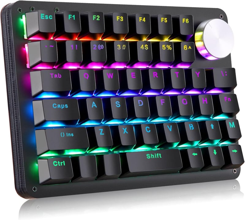 片手ゲーミングキーボード ブラック 45キー メカニカル赤軸 プログラム可能 RGBバックライト Type-C有線