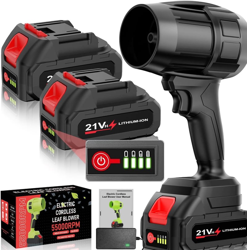 洗車用コーディングレスブロワー 6500mAhバッテリー搭載 55000RPM 小型軽量 12枚ファンブレード 大風速 80m/s 日本語説明書付き