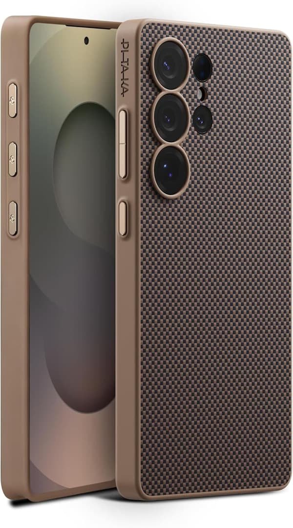 NFCボタン付き Galaxy S25 Ultra ケース - 軽量・耐衝撃・マグネット内蔵・米軍MIL規格 (黒/ゴールド)