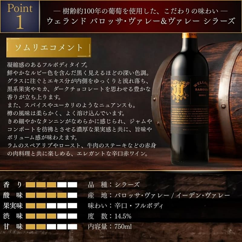 父の日・誕生日ギフトに最適な樹齢100年のシラーズ赤ワイン 750ml
