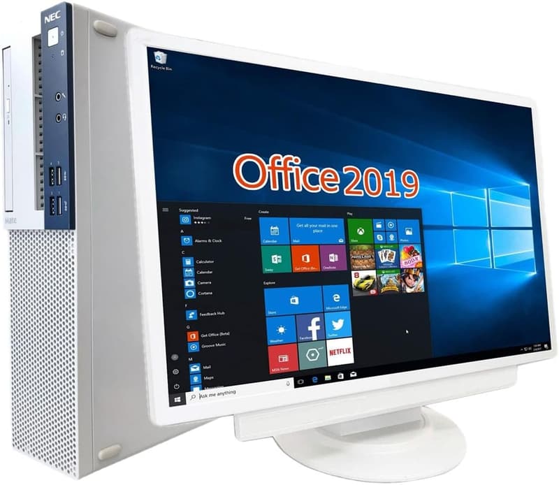 整備済み NEC デスクトップPC MA-3 22型液晶セット Win10 Pro MS Office H&B 2019 第8世代 i3-8100 8GB 256GB SSD