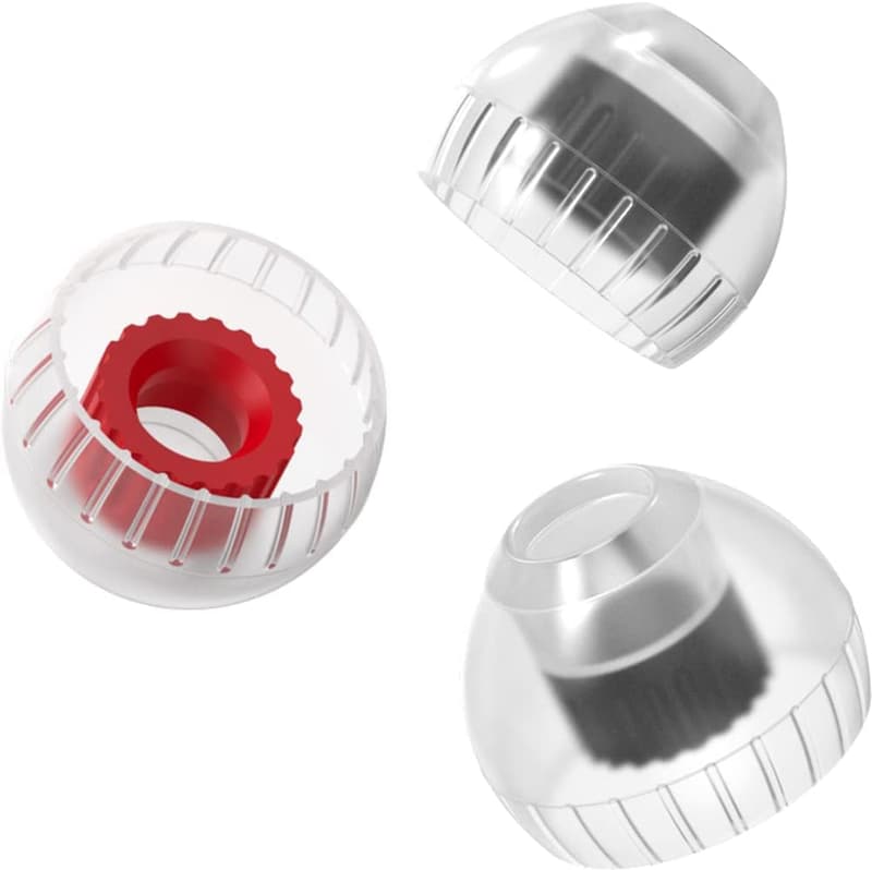医療用シリコン製カナル型イヤホン用イヤーピース S/M/L 3.8～6.2mm - 高遮音性・音質向上 (赤)