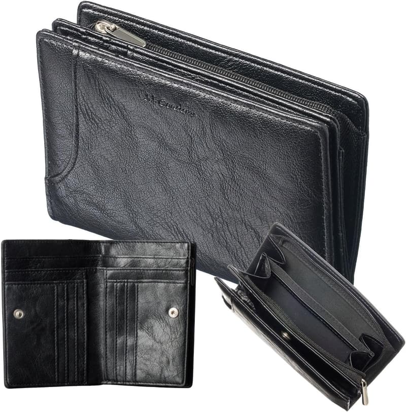 メンズ大容量超軽量2つ折り財布 カードケース付き 簡易包装 (ブラック)