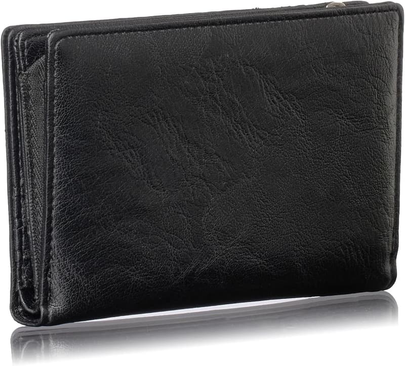 メンズ大容量超軽量2つ折り財布 カードケース付き 簡易包装 (ブラック)