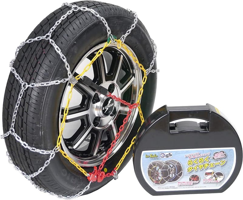 アイスバーン用9mmリング式タイヤチェーン 簡単取り付け スライドギア仕様 乗用車用 IB-120
